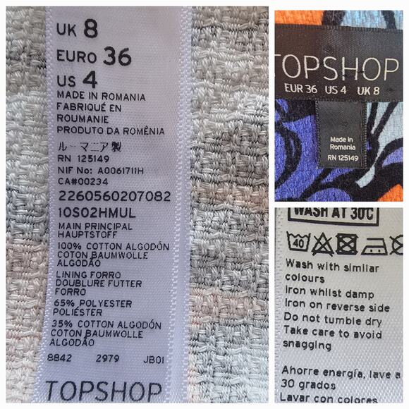 Topshop Floral Cotton Mini Dress Size 4 | Bold Retro Print - Picture 4 of 5